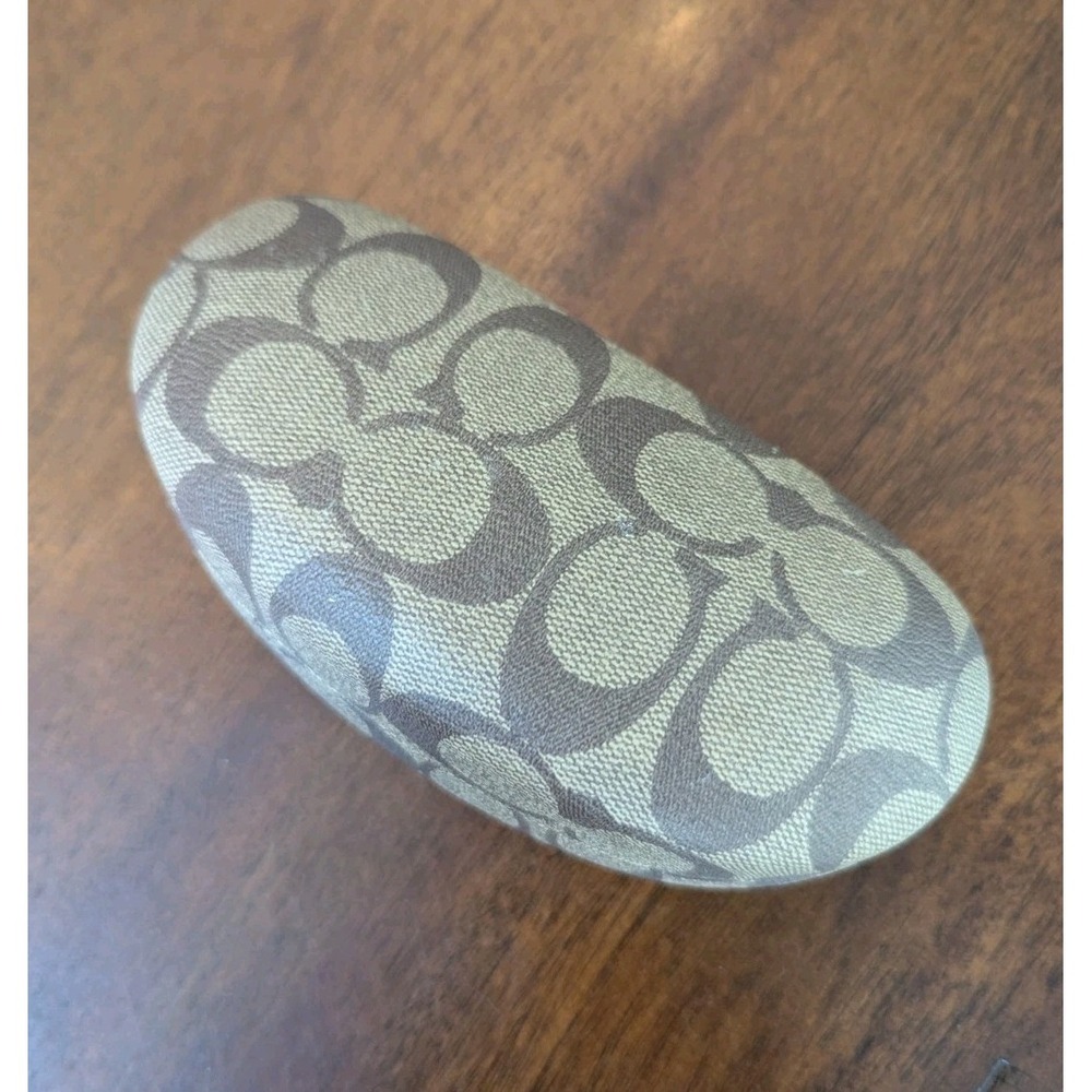 Coach Signature Brown Tan Hard Clam Shell Eyeglass Sunglasses Case